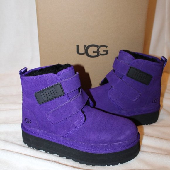 NIB YOUTH 4 5 WOMEN'S 6 7 SUEDE PLATFORM ANKLE WINTER BOOTS PURPLE - Picture 3 of 10